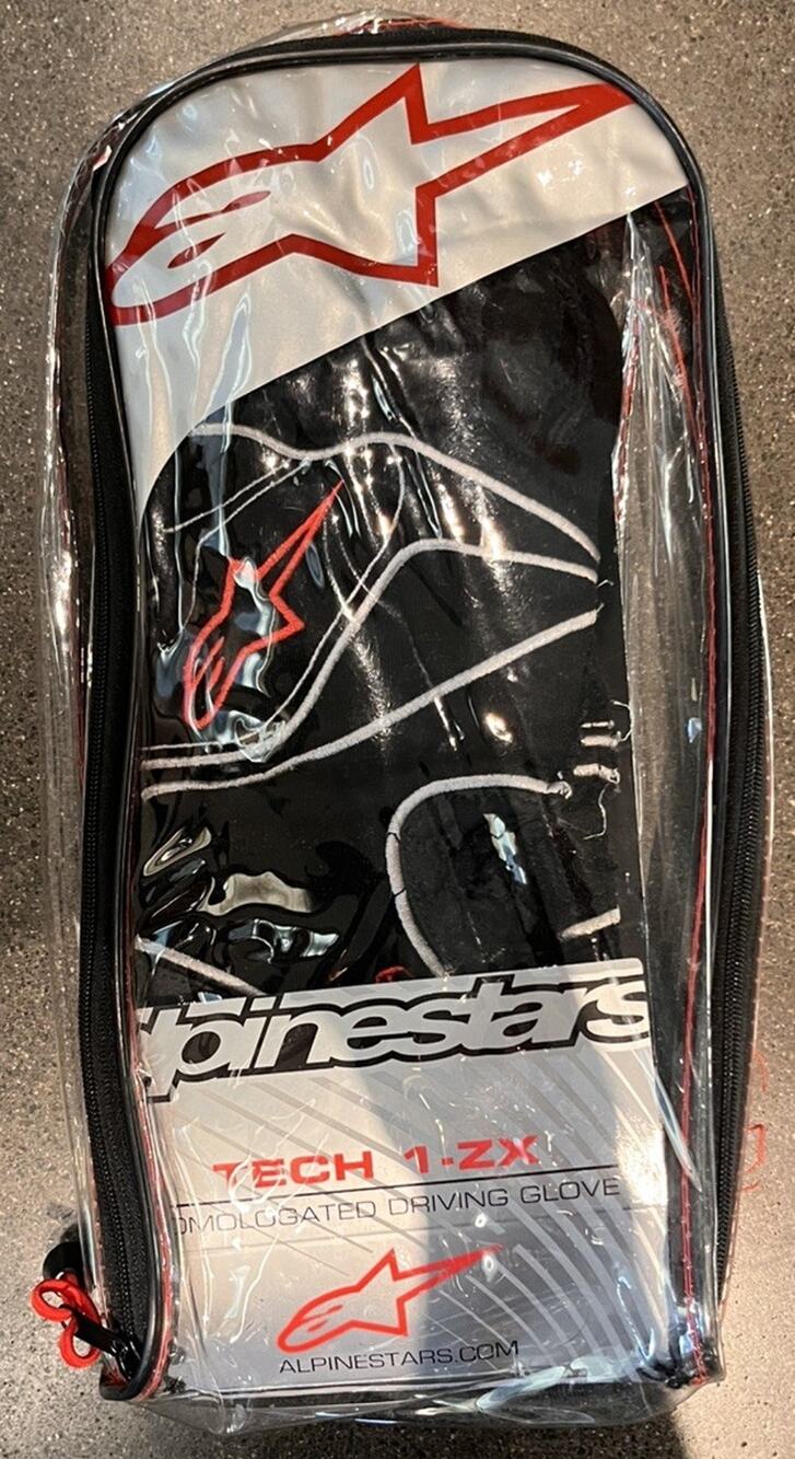Alpinestars Tech 1-ZX FIA 8856-2000 Racing Driving Gloves Medium Black Red Case